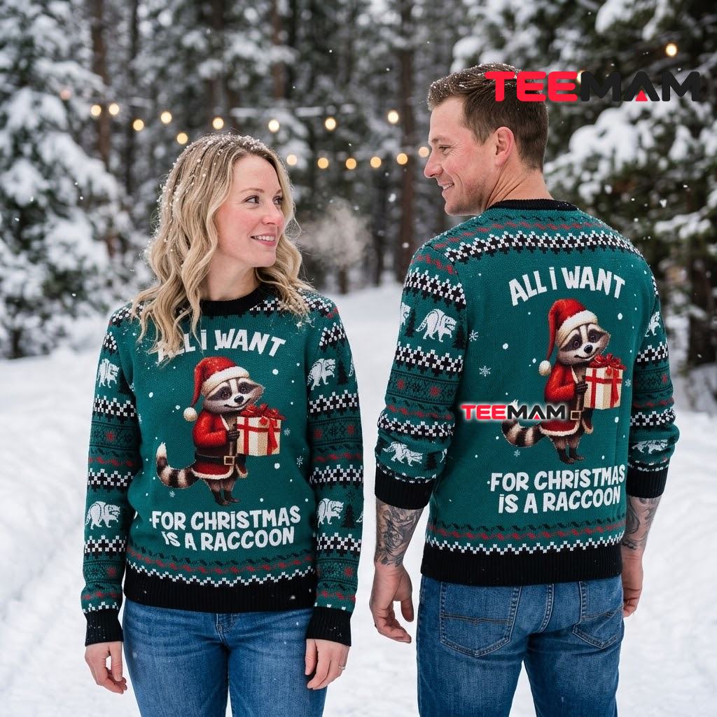 Raccoon Ugly Christmas Sweater All I Want Back Raccoon Ugly Christmas Sweater All I Want Back