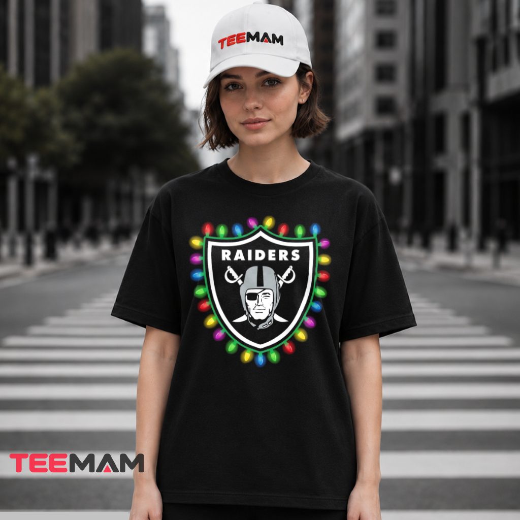 Raiders Christmas Lights Logo T-Shirt