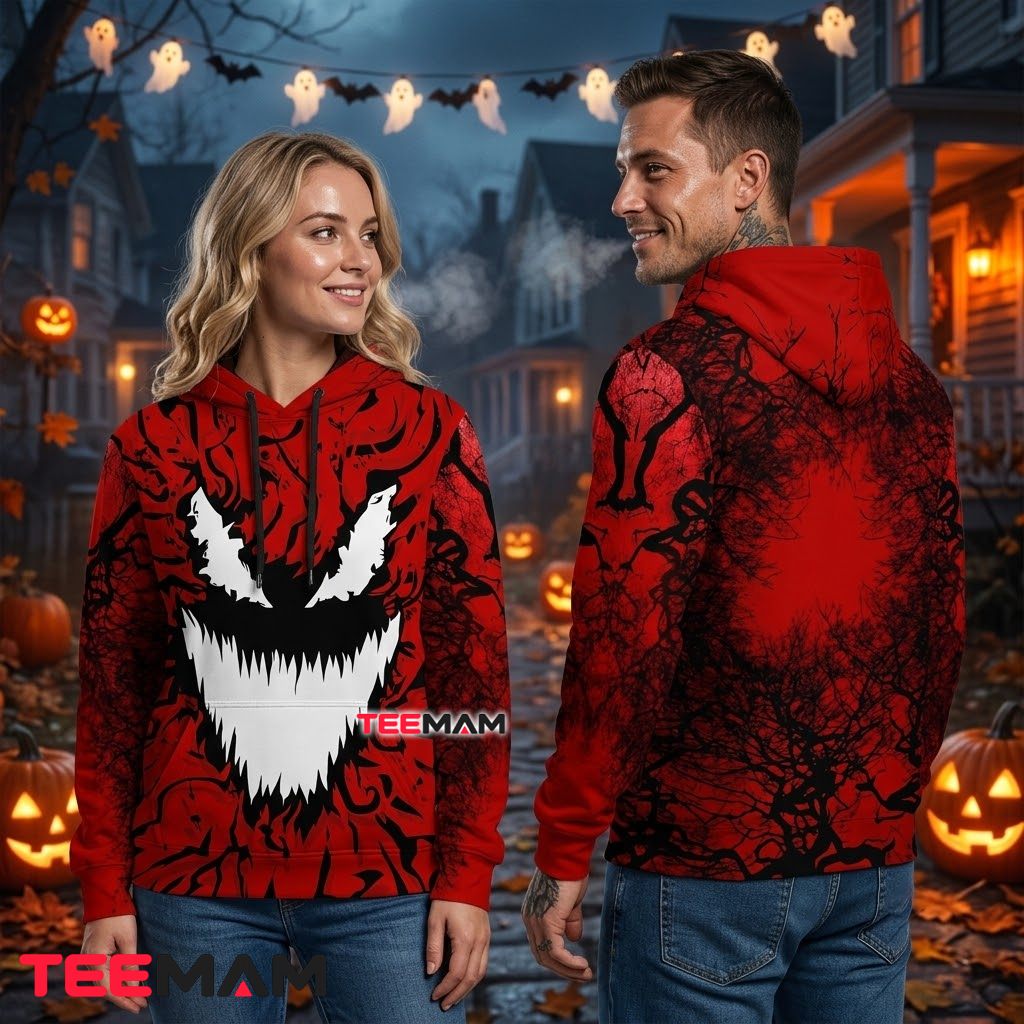 Red Monster Face Halloween 3D Hoodie Back Red Monster Face Halloween 3D Hoodie Back