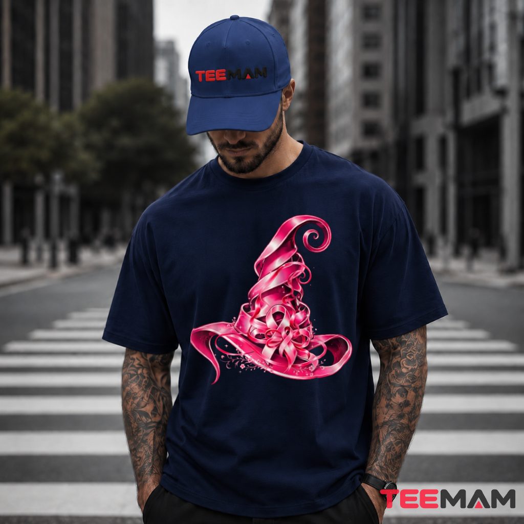Ribbon Witch Hat Breast Cancer Awareness T-Shirt