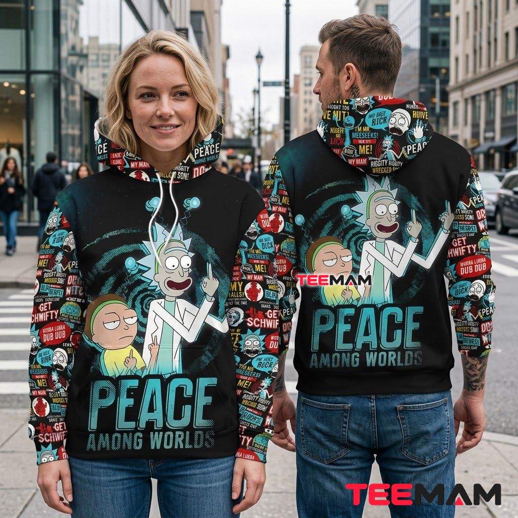 Rick and Morty 3D Hoodie Peace Among Worlds Back Rick and Morty 3D Hoodie Peace Among Worlds Back