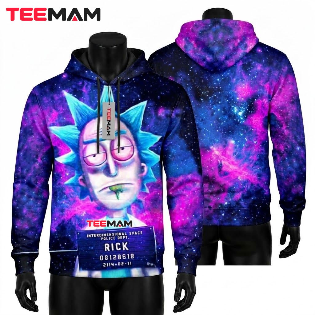 Rick and Morty 3D Hoodie Rick Mugshot Galaxy Front