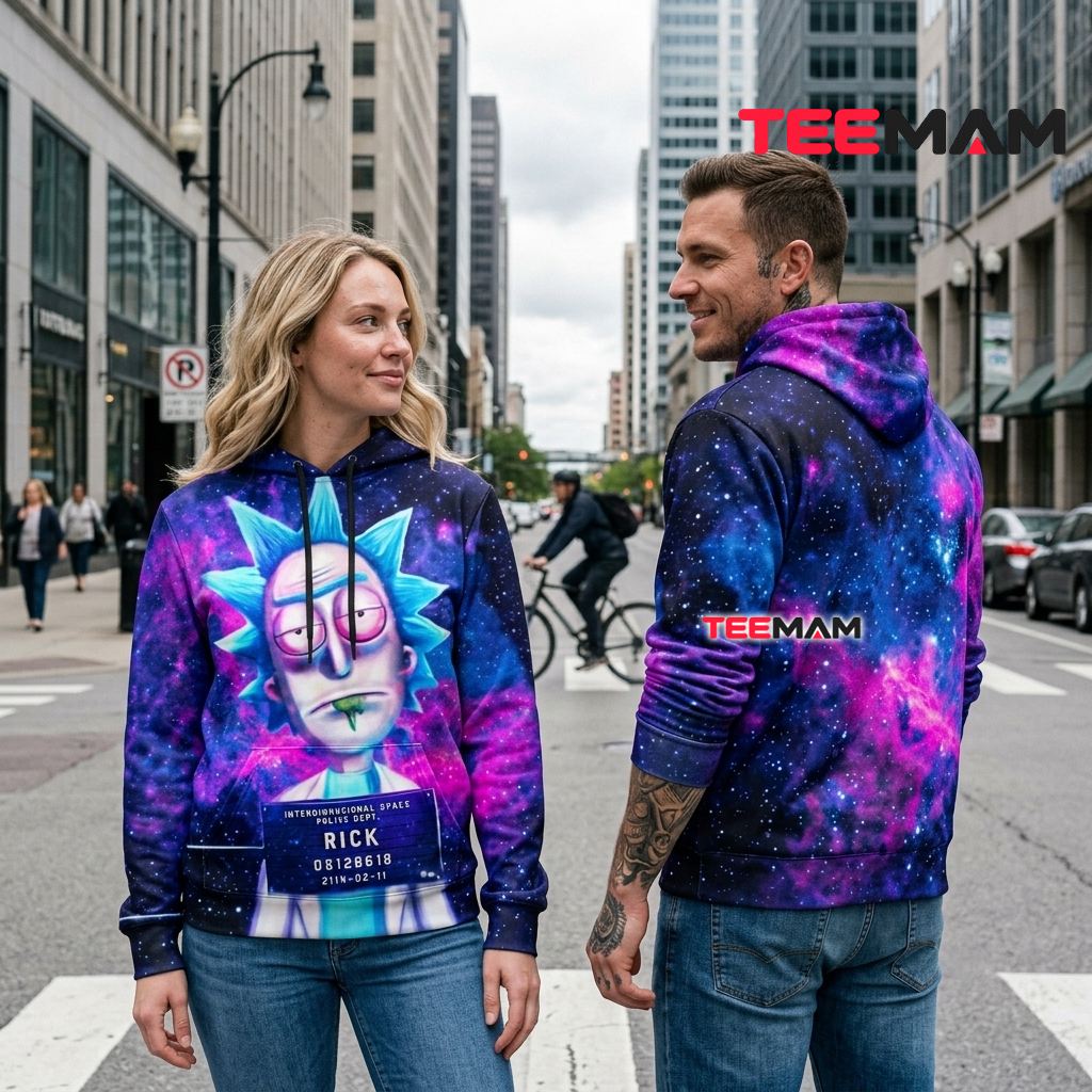 Rick and Morty 3D Hoodie Rick Mugshot Galaxy Back Rick and Morty 3D Hoodie Rick Mugshot Galaxy Back