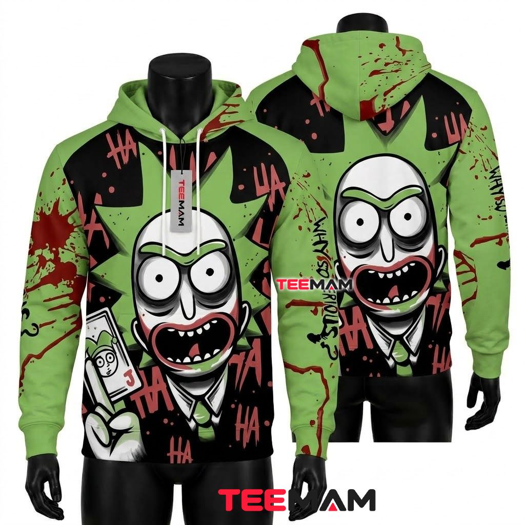 Rick and Morty All Over Print 3D Hoodie Joker Rick Ha Ha Front