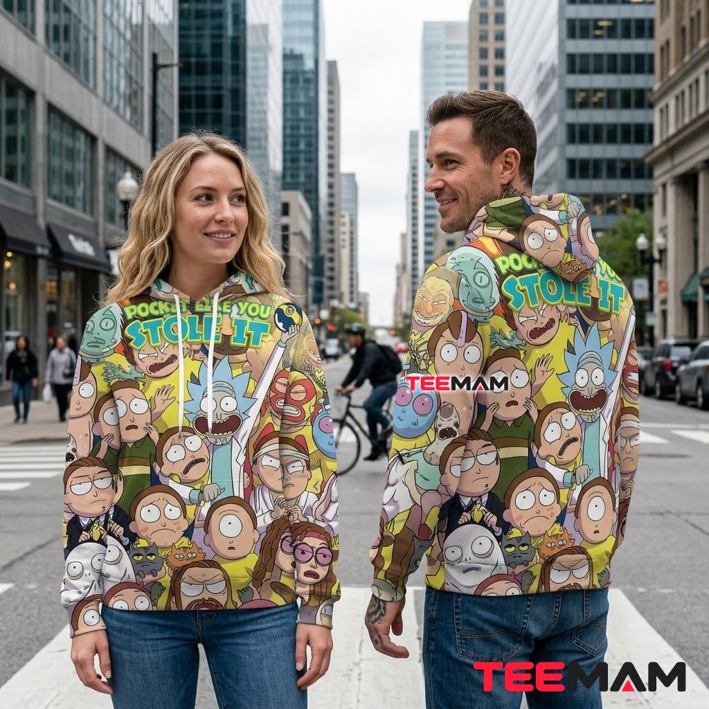 Rick and Morty All Over Print 3D Hoodie Pocket Mortys Collage Back Rick and Morty All Over Print 3D Hoodie Pocket Mortys Collage Back