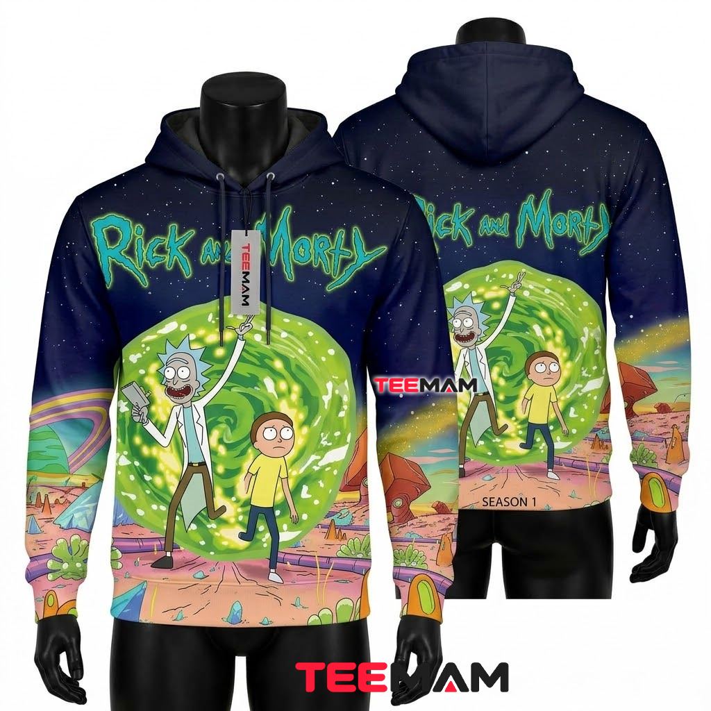 Rick and Morty All Over Print 3D Hoodie Season 1 Portal Adventure Front