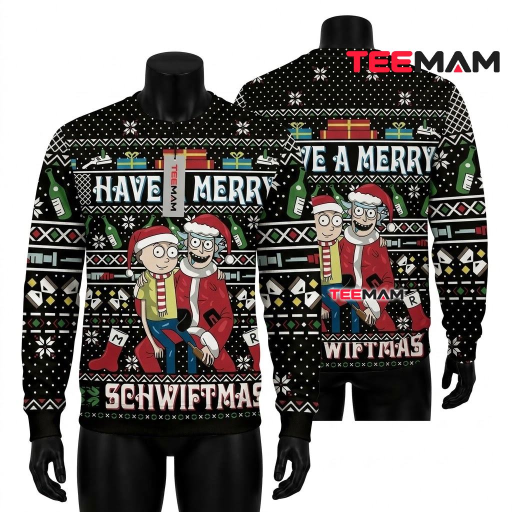 Rick And Morty Ugly Christmas Sweater Have Merry Schwiftmas Front