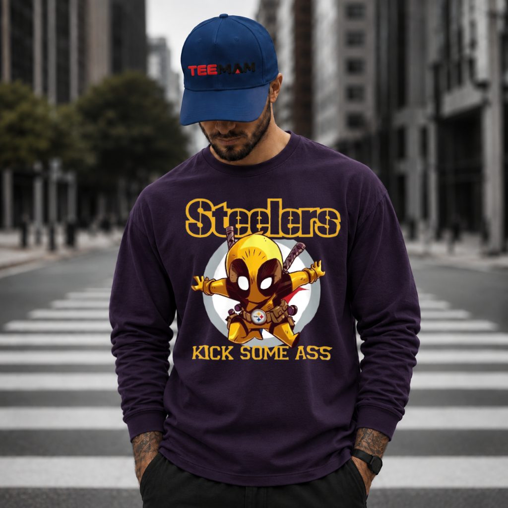 Steelers Deadpool Kick Some Long Sleeve Steelers Deadpool Kick Some Long Sleeve