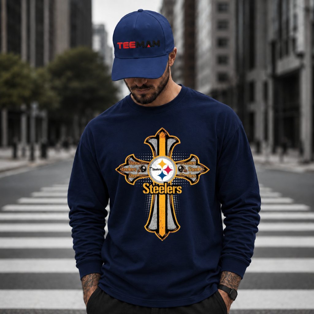 Steelers Faith Cross Football Fan Long Sleeve Steelers Faith Cross Football Fan Long Sleeve