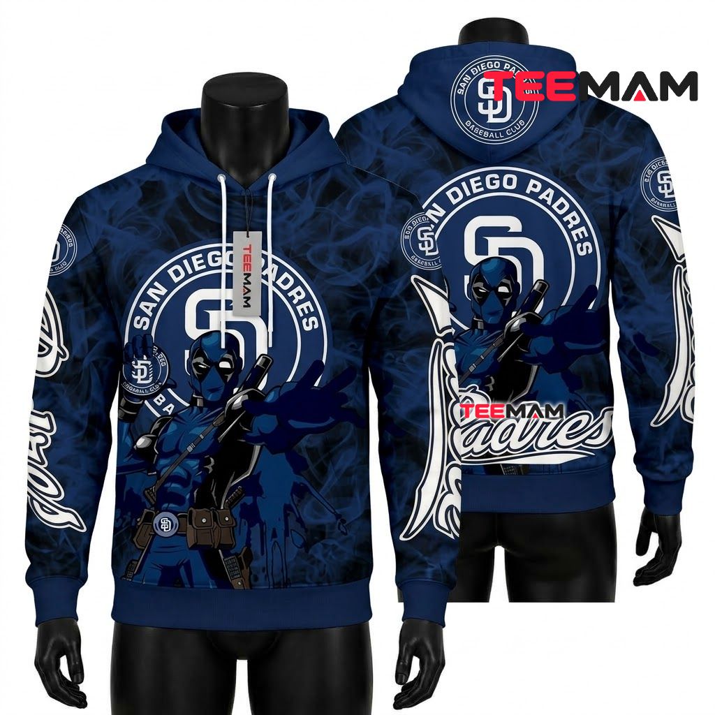 San Diego Padres 3D Hoodie Deadpool Warrior Front