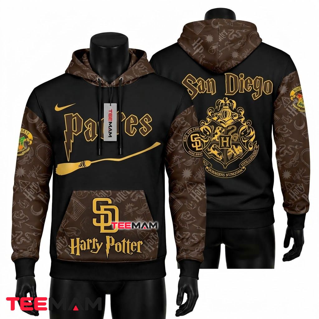 San Diego Padres 3D Hoodie Harry Potter Broom Crest Front