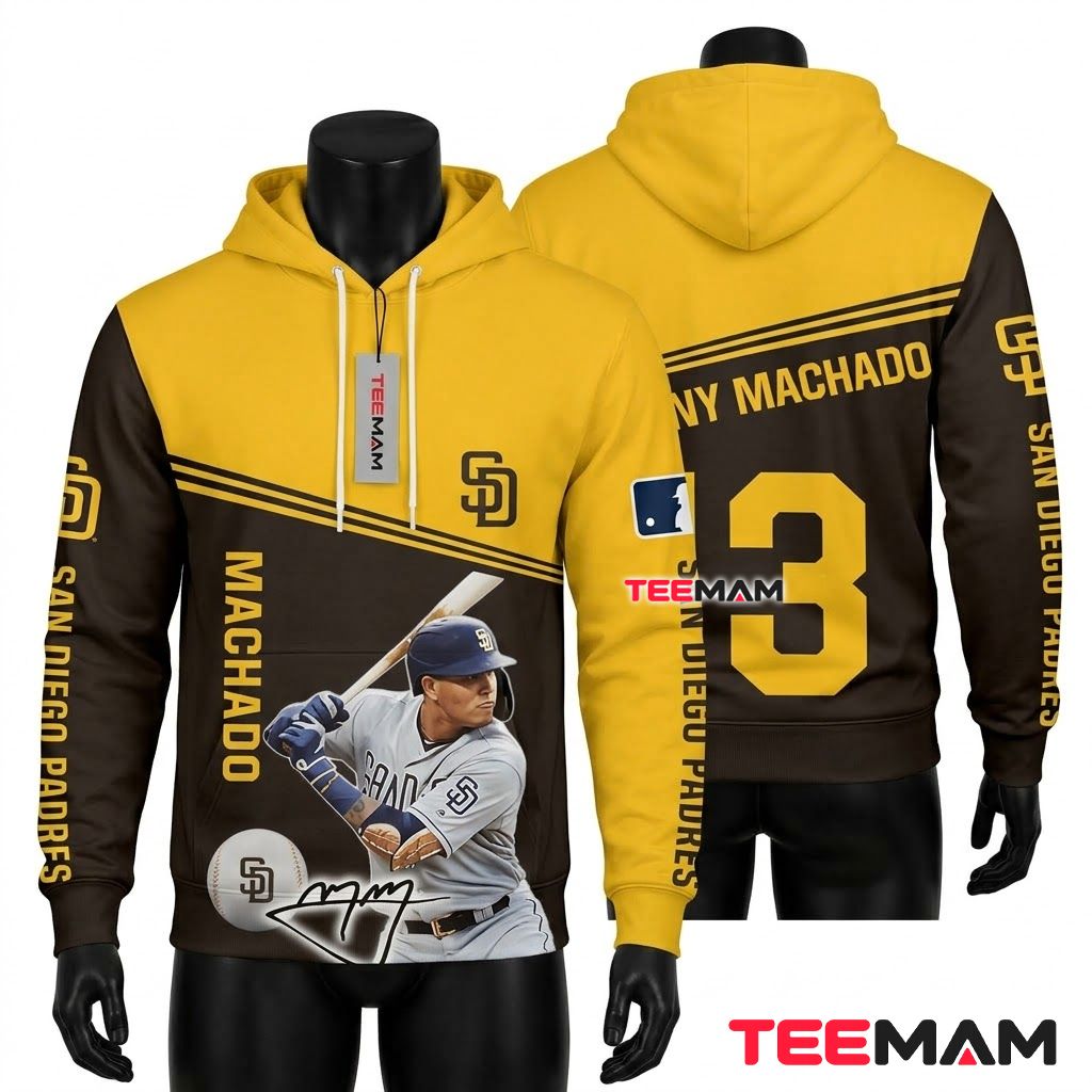 San Diego Padres 3D Hoodie Manny Machado Signature Player Front