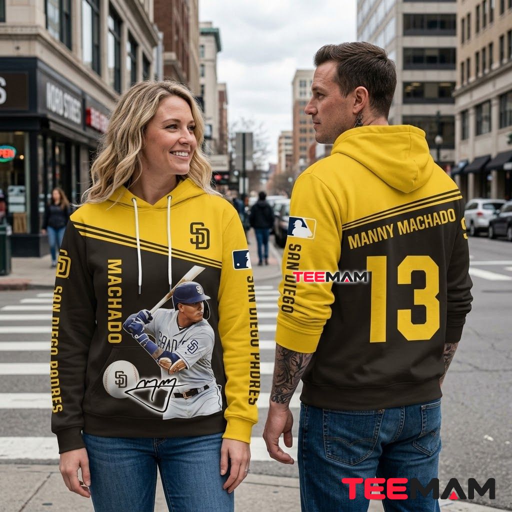 San Diego Padres 3D Hoodie Manny Machado Signature Player Back San Diego Padres 3D Hoodie Manny Machado Signature Player Back