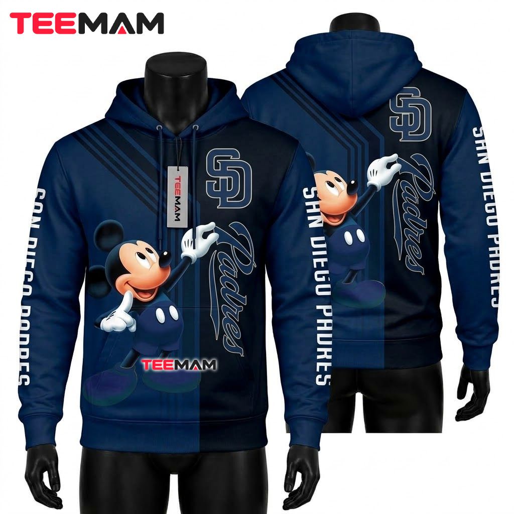 San Diego Padres 3D Hoodie Mickey Mouse Front