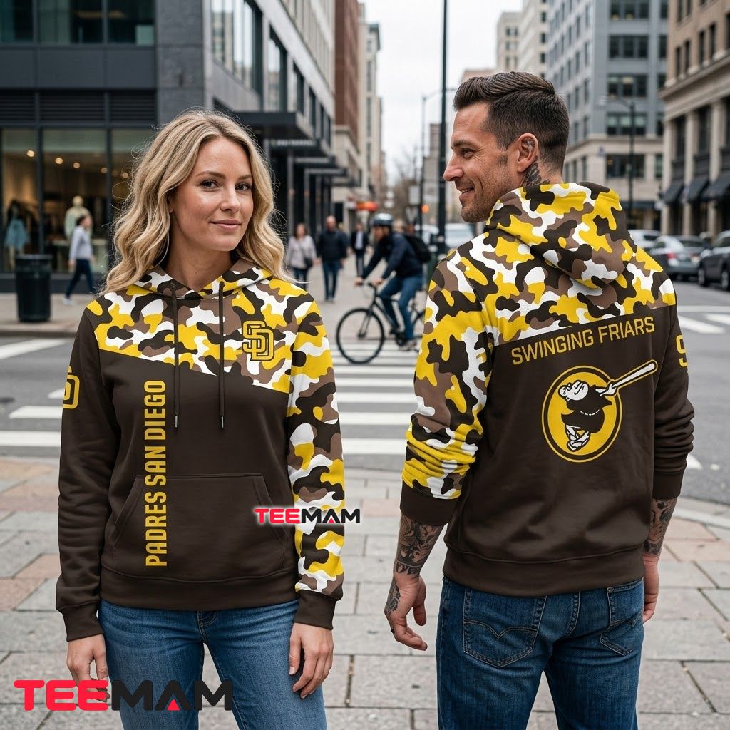 San Diego Padres 3D Hoodie Swinging Friars Camo Back San Diego Padres 3D Hoodie Swinging Friars Camo Back