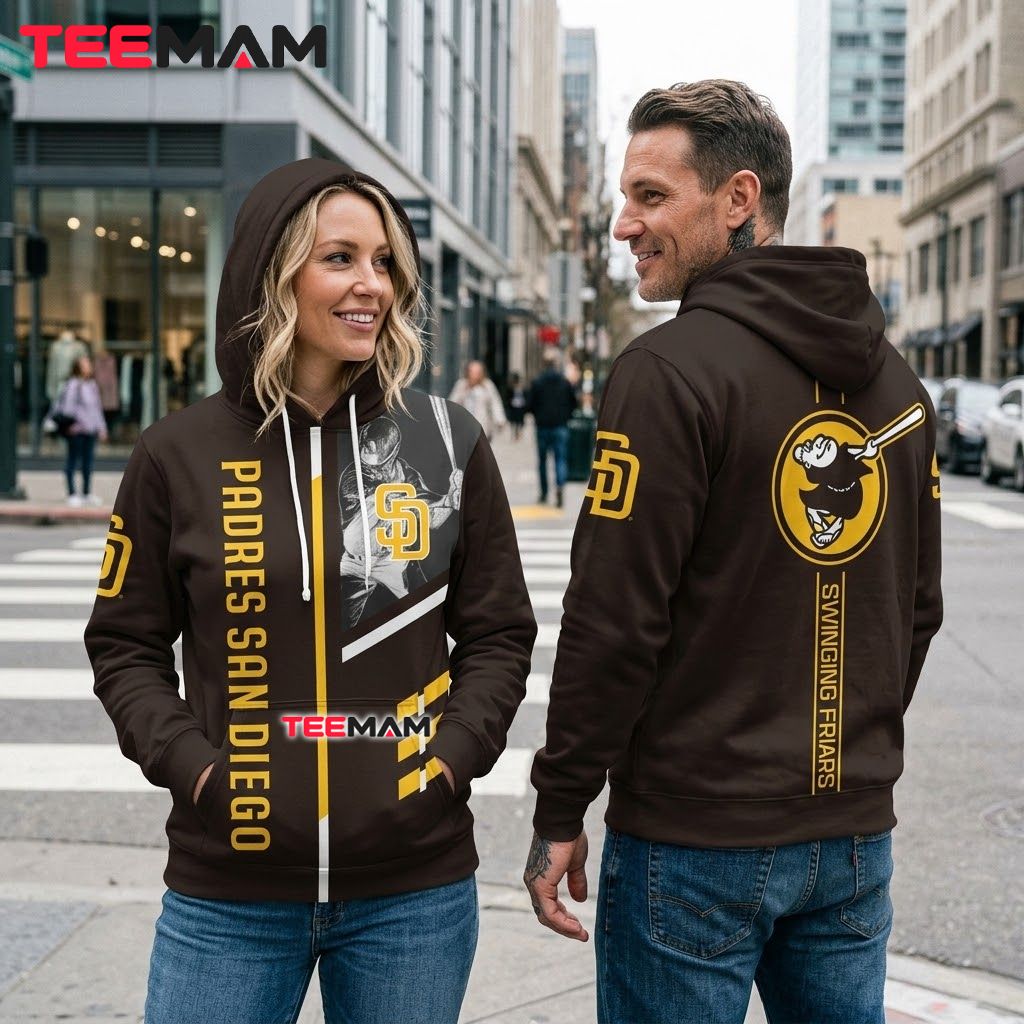 San Diego Padres 3D Hoodie Swinging Friars Mascot Player Back San Diego Padres 3D Hoodie Swinging Friars Mascot Player Back