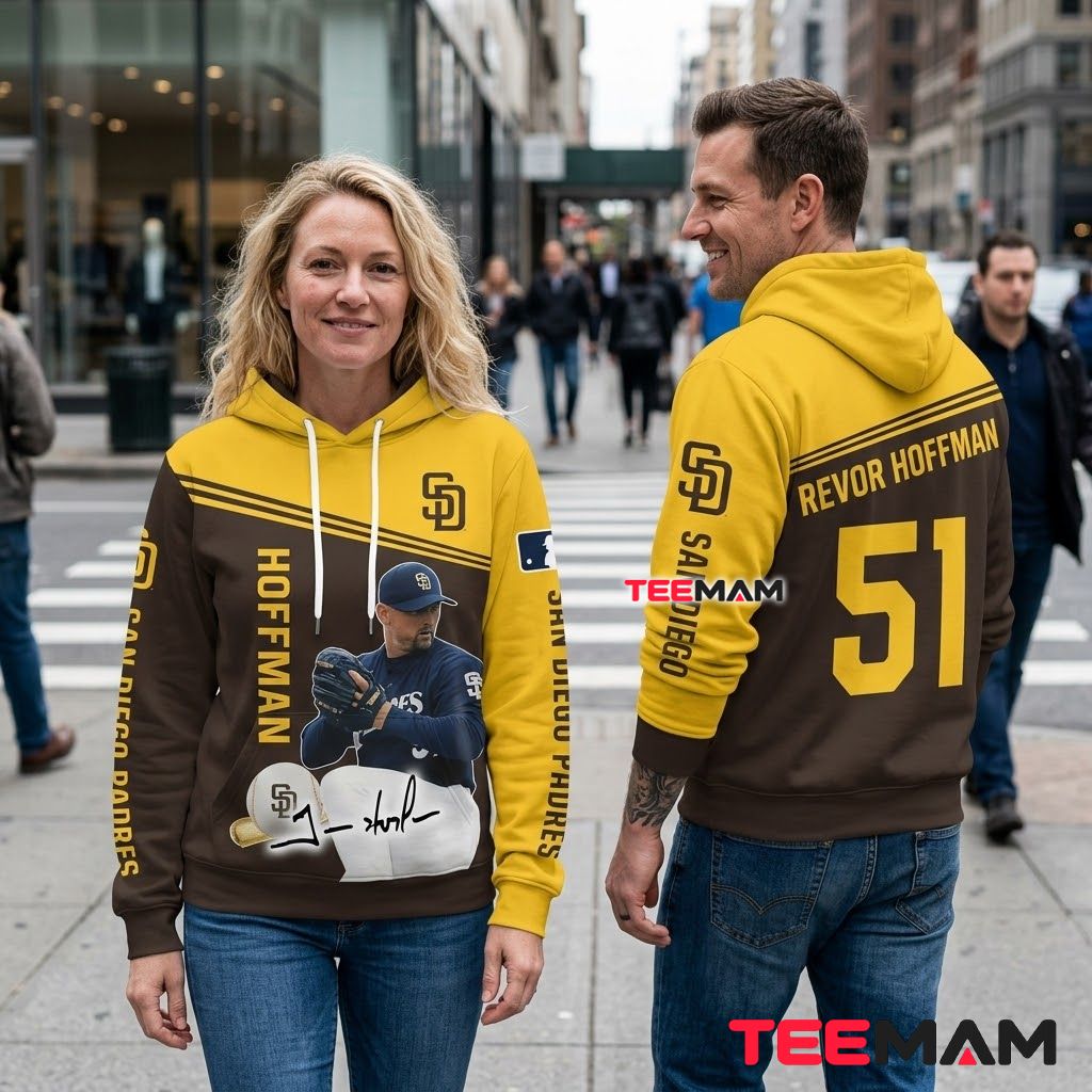 San Diego Padres 3D Hoodie Trevor Hoffman Signature Player Back San Diego Padres 3D Hoodie Trevor Hoffman Signature Player Back