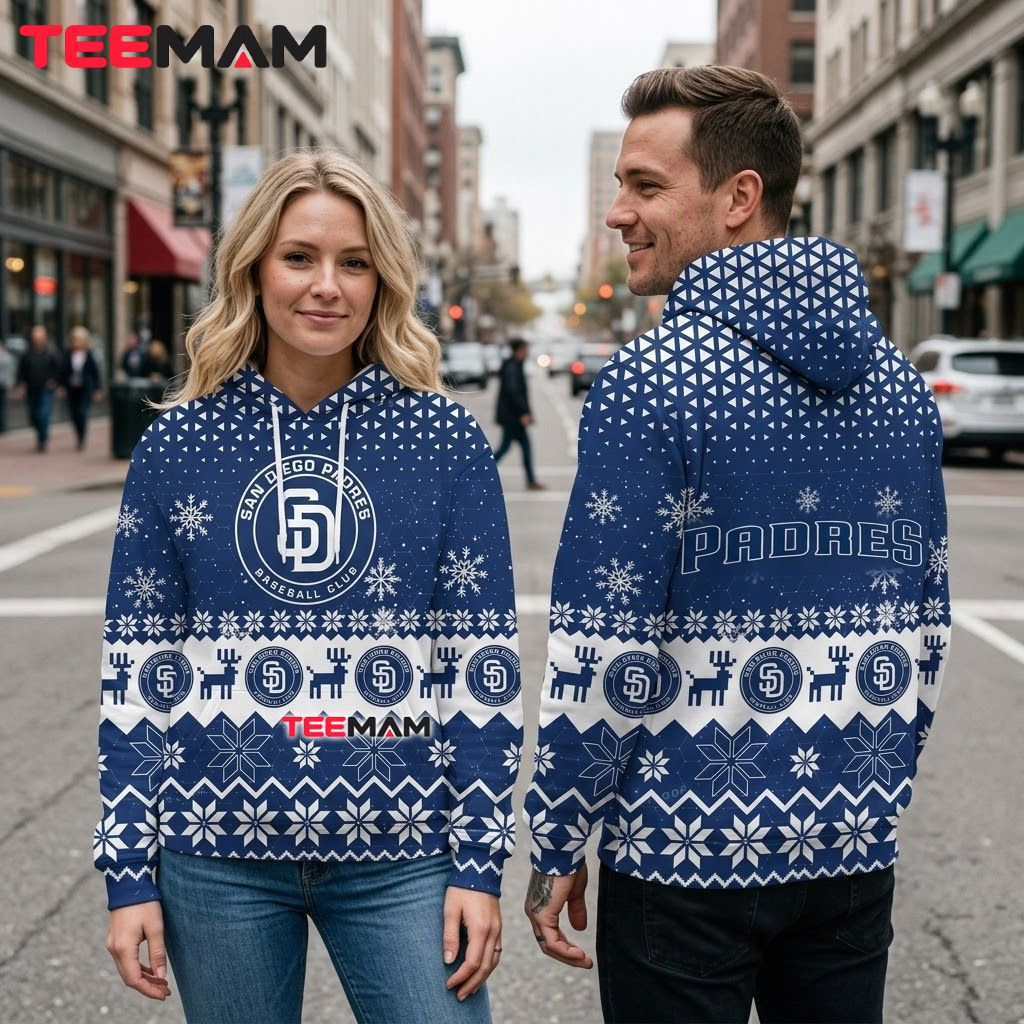 San Diego Padres 3D Hoodie Ugly Christmas Snowflake Reindeer Back San Diego Padres 3D Hoodie Ugly Christmas Snowflake Reindeer Back
