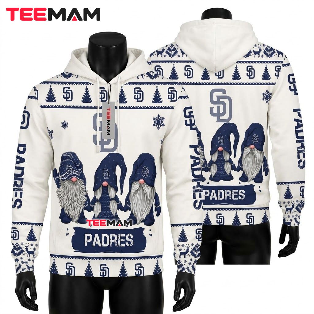 San Diego Padres All Over Print 3D Hoodie Christmas Gnome Trio Front