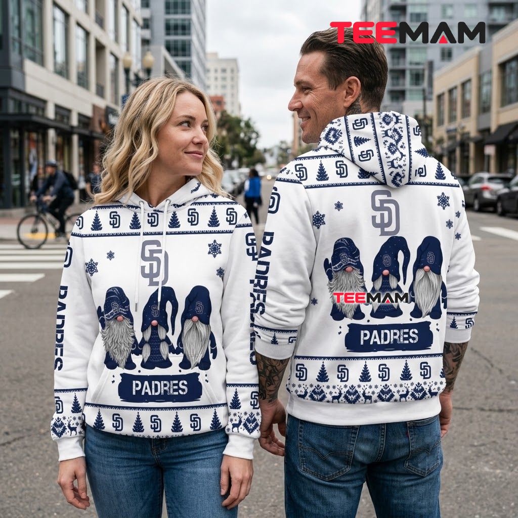 San Diego Padres All Over Print 3D Hoodie Christmas Gnome Trio Back San Diego Padres All Over Print 3D Hoodie Christmas Gnome Trio Back