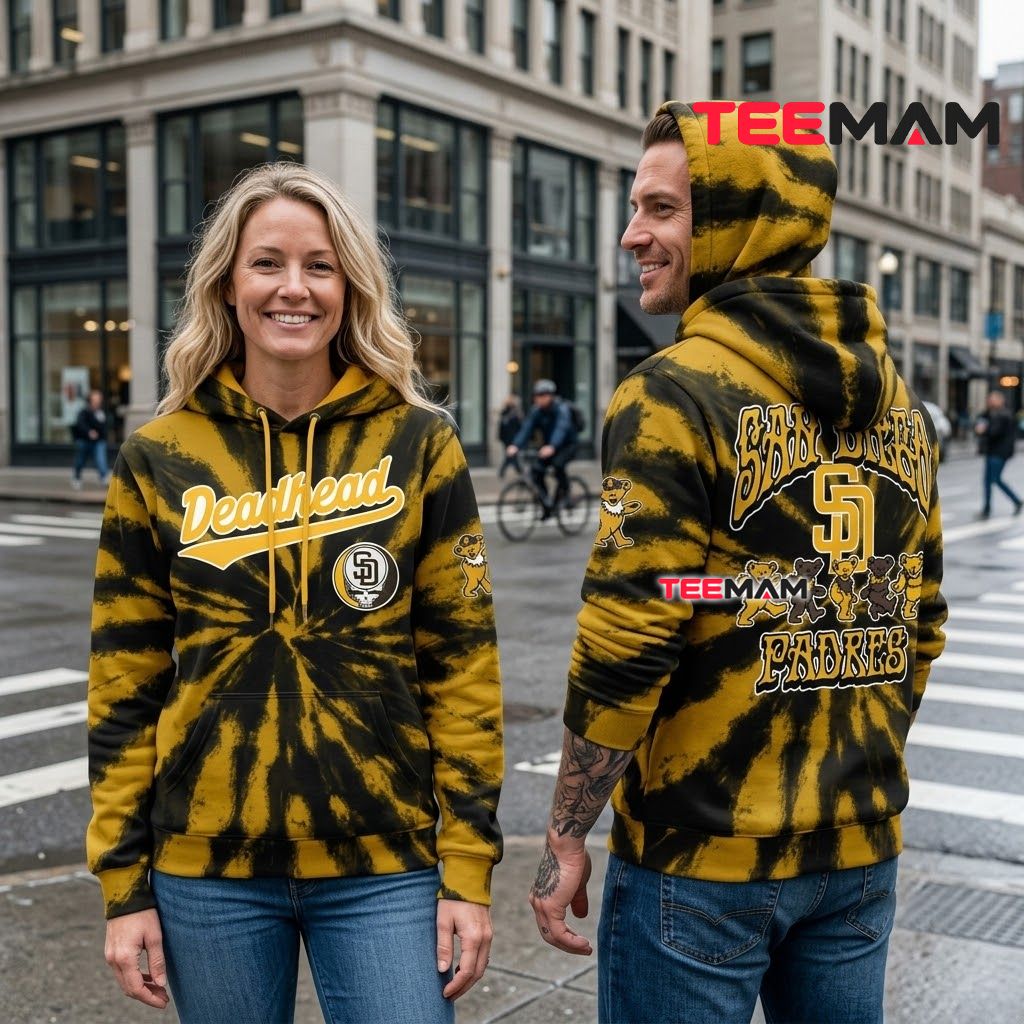 San Diego Padres All Over Print 3D Hoodie Grateful Dead Bears Tie Dye Back San Diego Padres All Over Print 3D Hoodie Grateful Dead Bears Tie Dye Back
