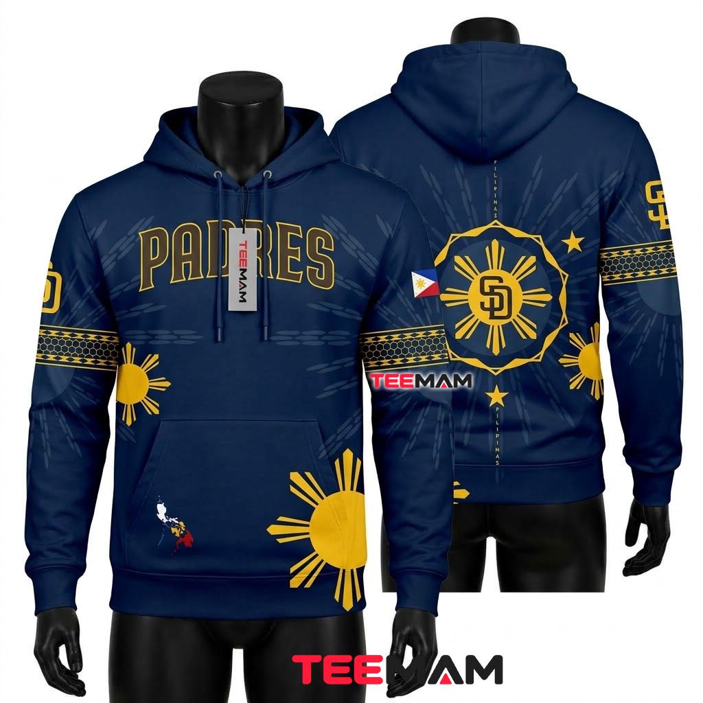 San Diego Padres All Over Print 3D Hoodie Philippine Sun Flag Front