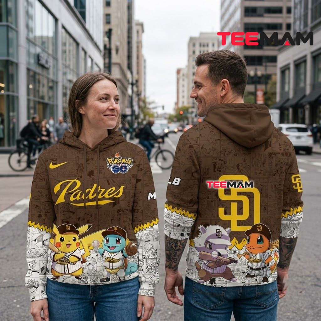 San Diego Padres All Over Print 3D Hoodie Pikachu Squirtle Pokemon Back San Diego Padres All Over Print 3D Hoodie Pikachu Squirtle Pokemon Back