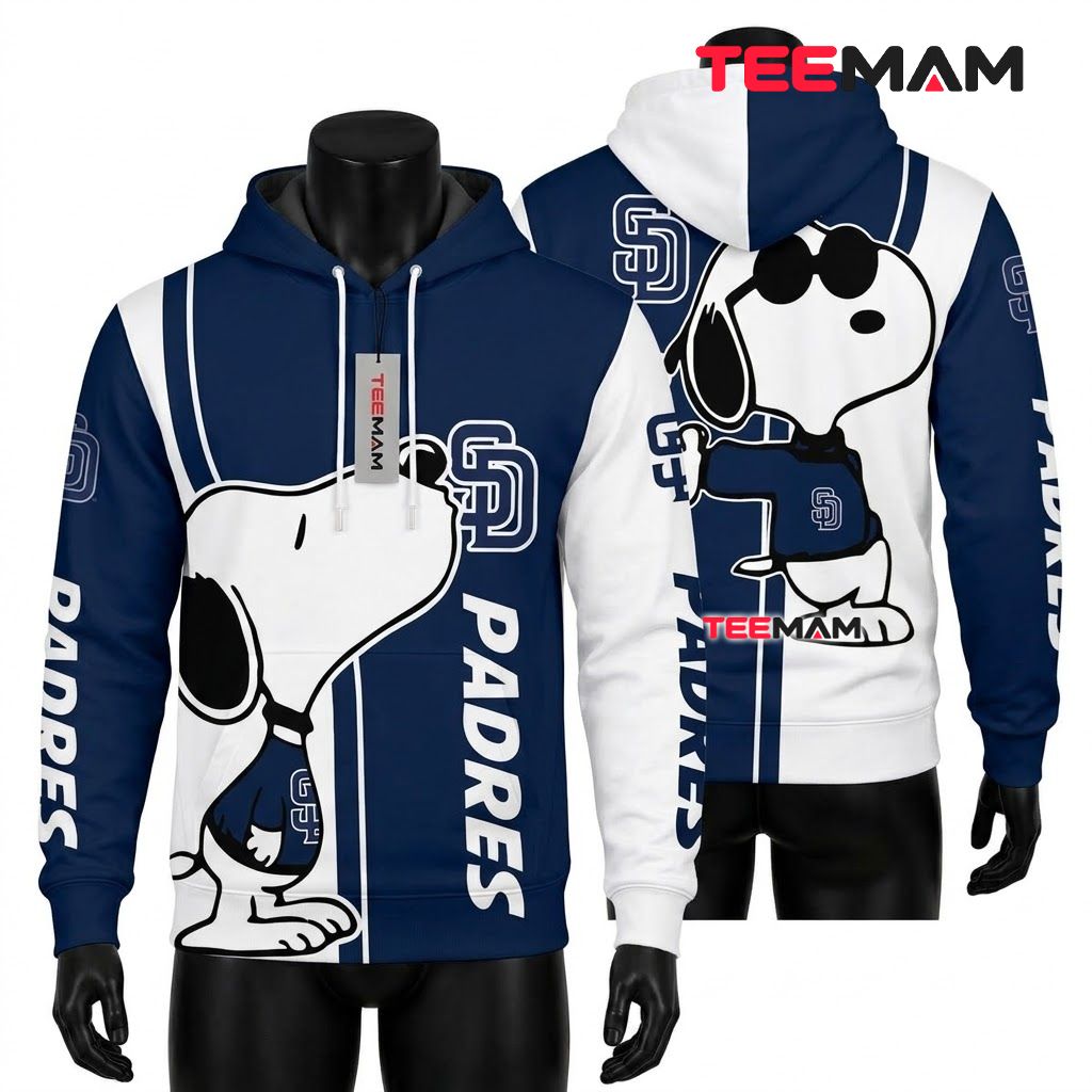 San Diego Padres All Over Print 3D Hoodie Snoopy Dabbing Snow San Diego Padres All Over Print 3D Hoodie Snoopy Dabbing Snow