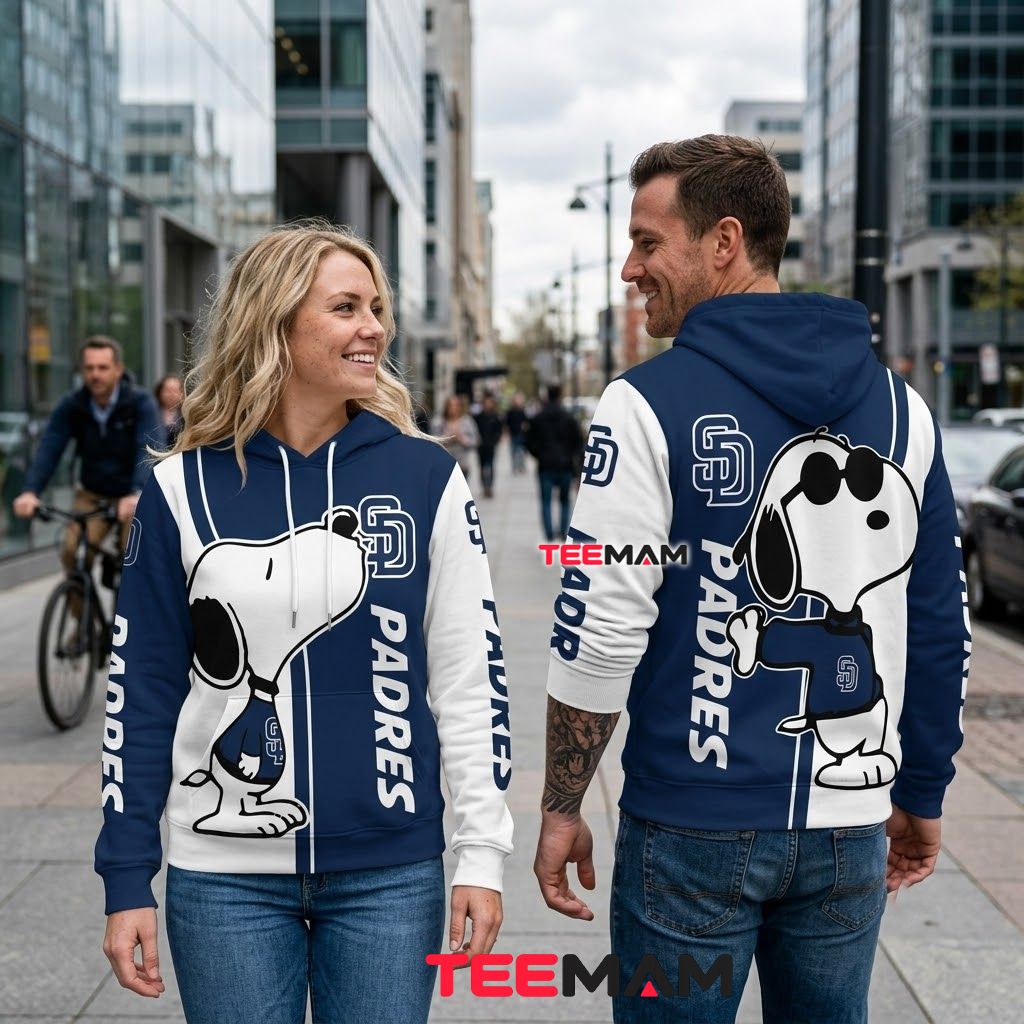 San Diego Padres All Over Print 3D Hoodie Snoopy Back San Diego Padres All Over Print 3D Hoodie Snoopy Back