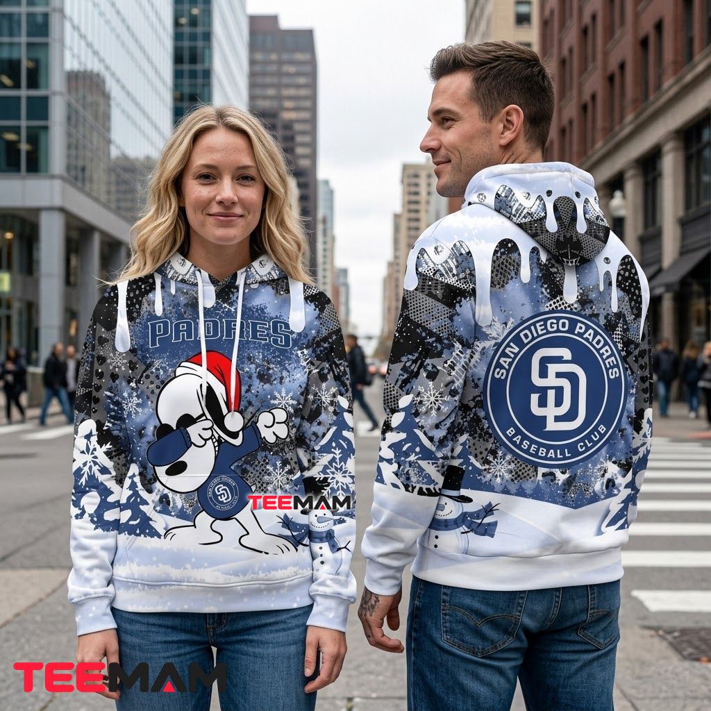 San Diego Padres All Over Print 3D Hoodie Snoopy Dabbing Snow Back San Diego Padres All Over Print 3D Hoodie Snoopy Dabbing Snow Back