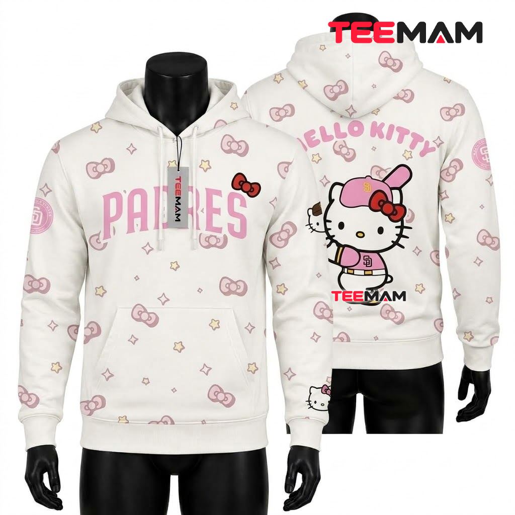 San Diego Padres Hello Kitty All Over Print 3D Hoodie Front