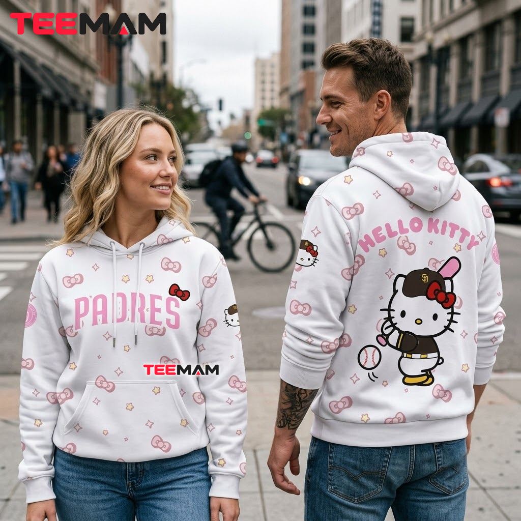 San Diego Padres Hello Kitty All Over Print 3D Hoodie Back San Diego Padres Hello Kitty All Over Print 3D Hoodie Back