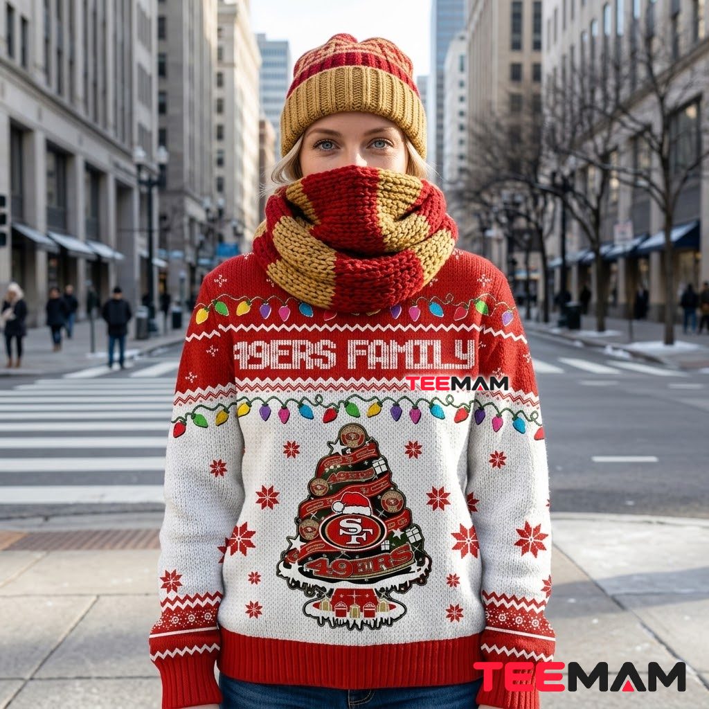 San Francisco 49 ers Christmas Ugly Sweater Family Tree Ornament Design Back San Francisco 49 ers Christmas Ugly Sweater Family Tree Ornament Design Back