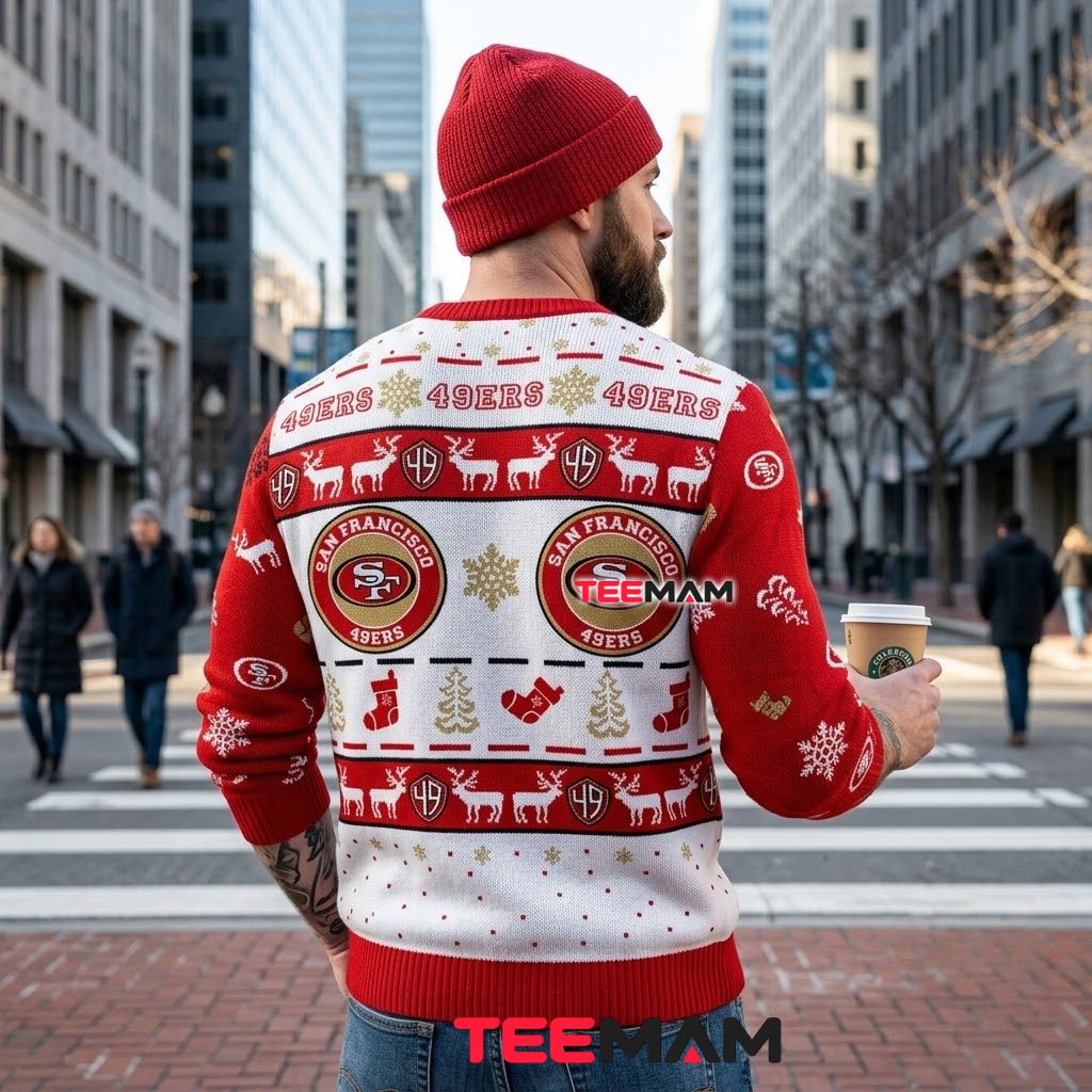 San Francisco 49ers Christmas Ugly Sweater Reindeer Stocking Design Version 3 San Francisco 49ers Christmas Ugly Sweater Reindeer Stocking Design Version 3