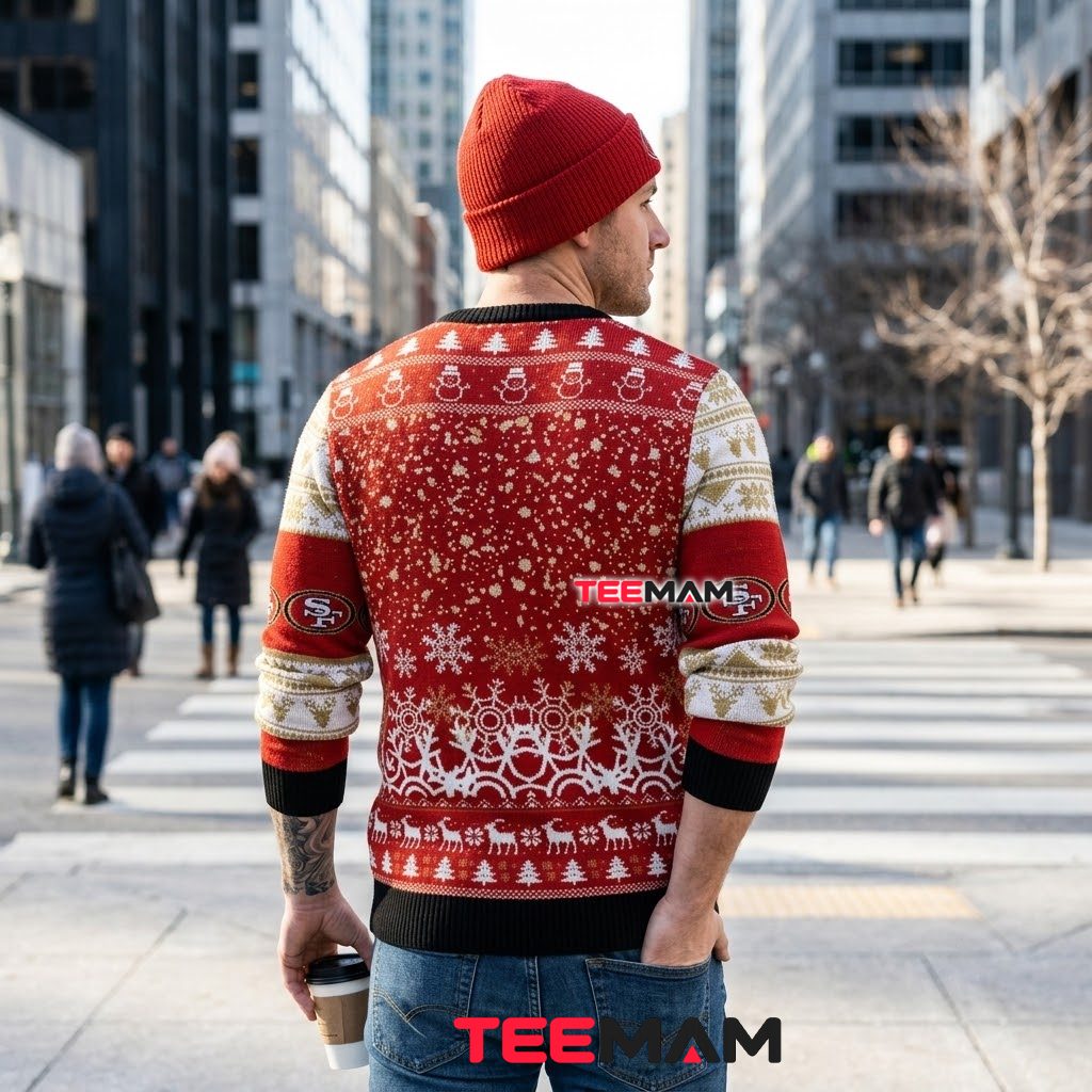 San Francisco 49ers Christmas Ugly Sweater Santa Chimney Design Version 3 San Francisco 49ers Christmas Ugly Sweater Santa Chimney Design Version 3