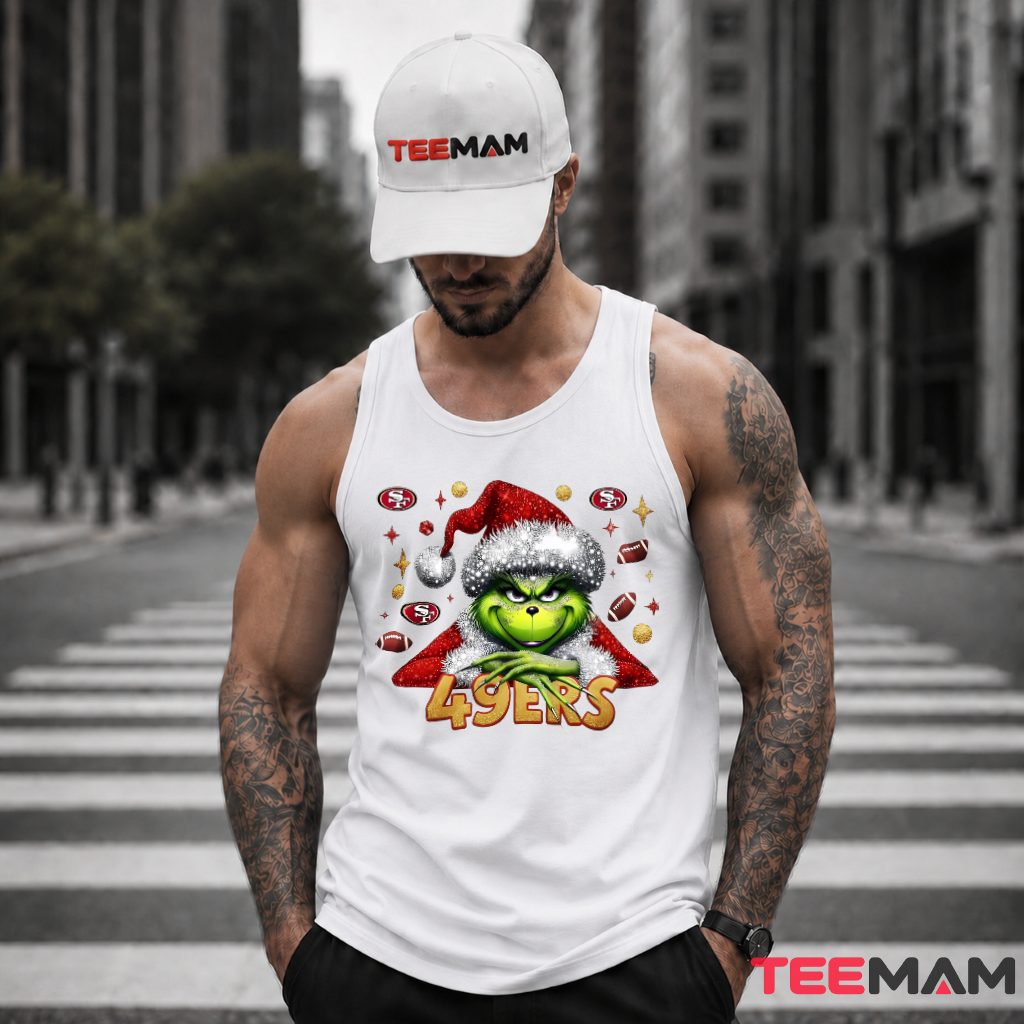 San Francisco 49Ers Grinch Bling Diamond Tank Top San Francisco 49Ers Grinch Bling Diamond Tank Top
