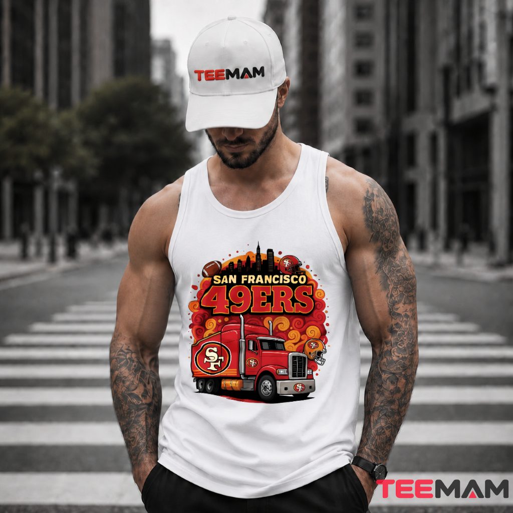 San Francisco 49ers Skyline Truck Football Tank Top San Francisco 49ers Skyline Truck Football Tank Top