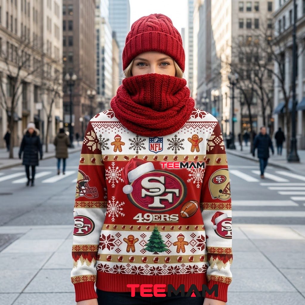 San Francisco 49ers Ugly Christmas Sweater They Not Like Us Design Back San Francisco 49ers Ugly Christmas Sweater They Not Like Us Design Back