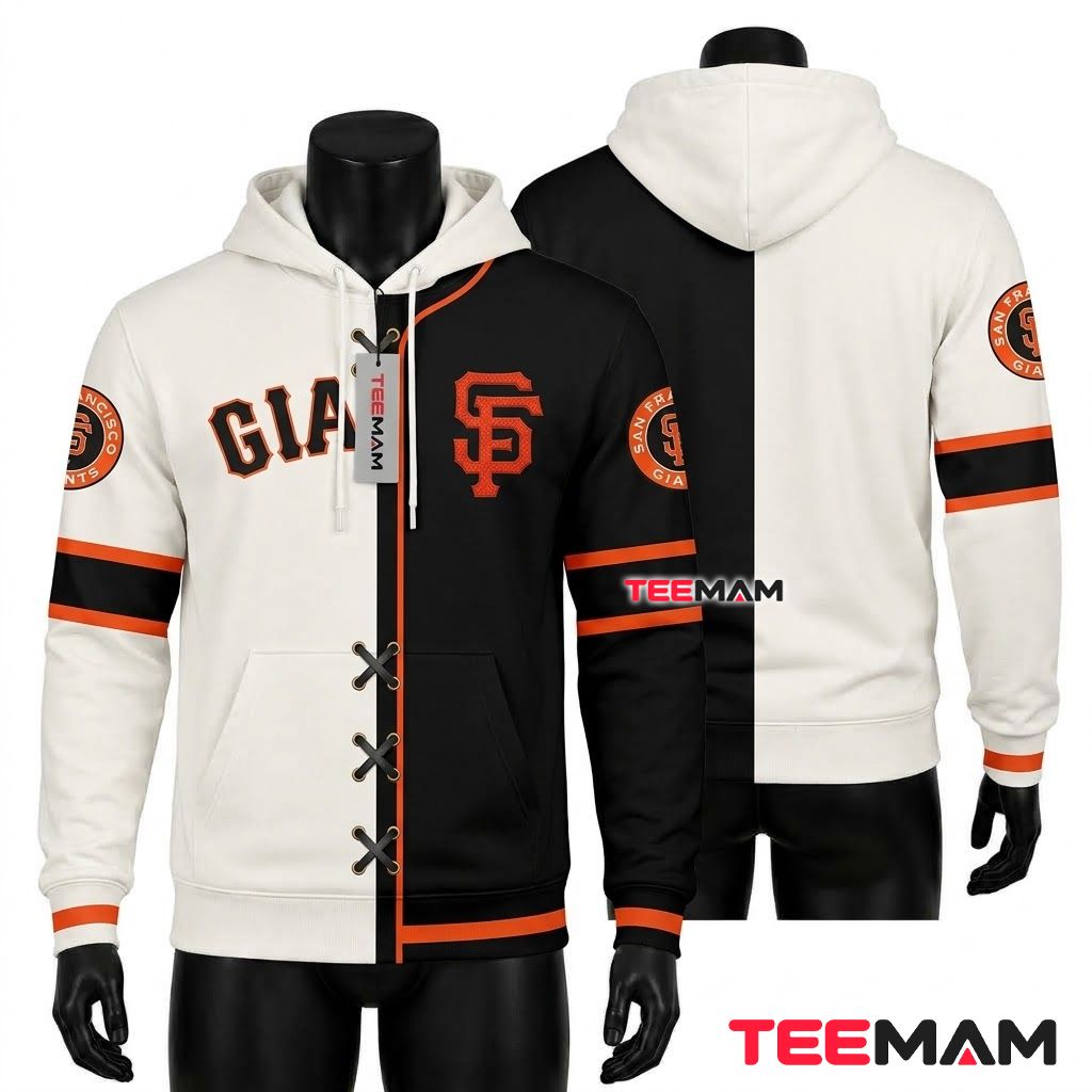 San Francisco Giants 3D Hoodie Laced Split Cream Black Front