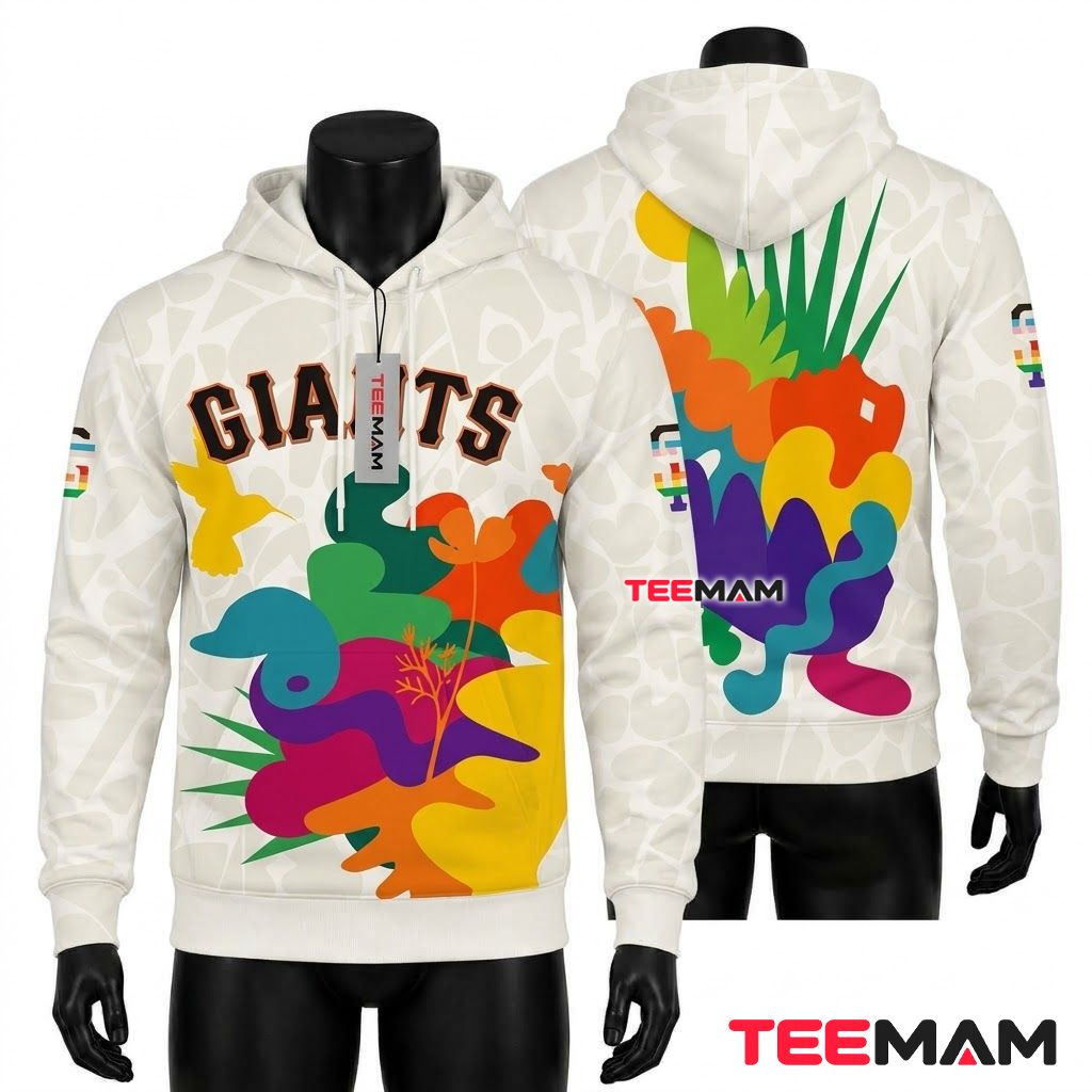 San Francisco Giants 3D Hoodie Pride Floral Abstract Front