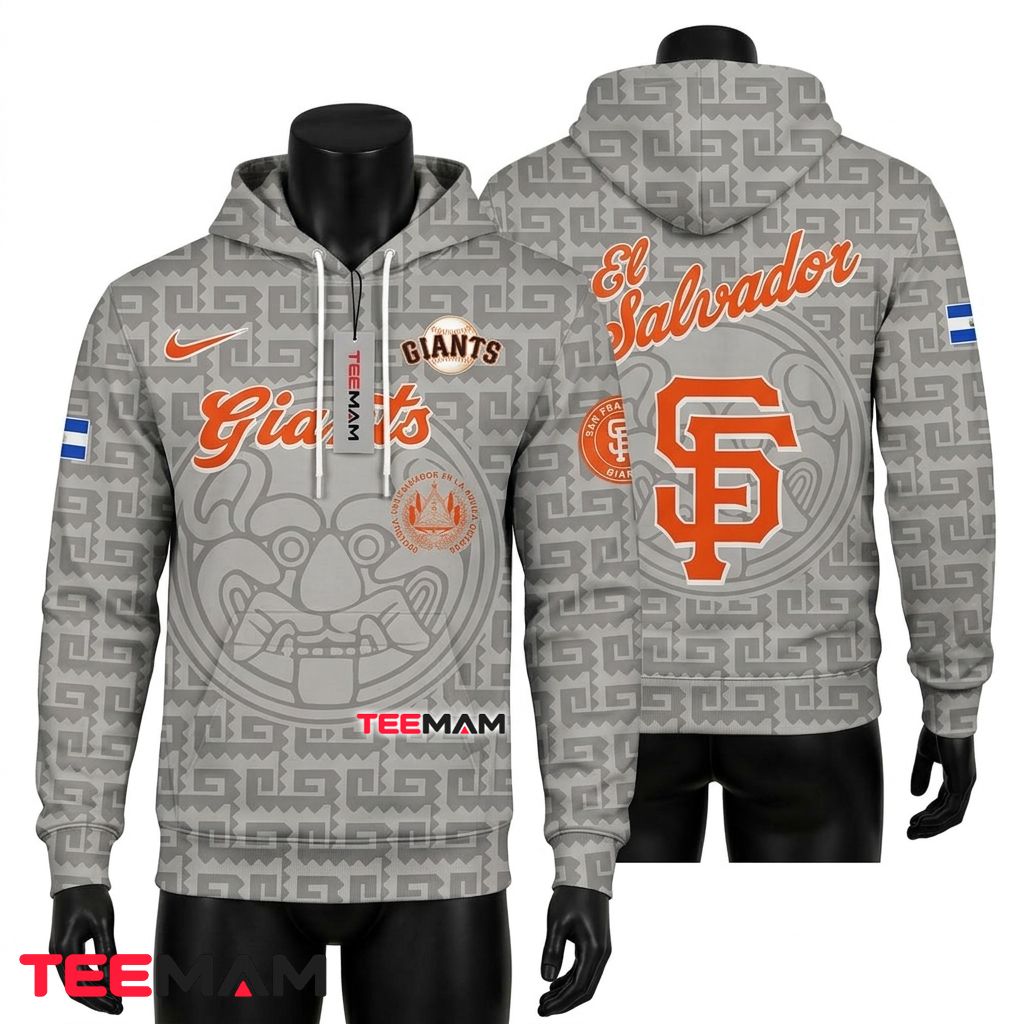 San Francisco Giants All Over Print 3D Hoodie El Salvador Mayan Pattern Front
