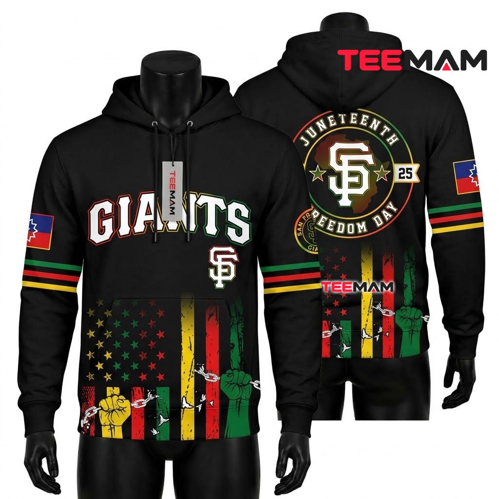 San Francisco Giants All Over Print 3D Hoodie Juneteenth Freedom Day Front