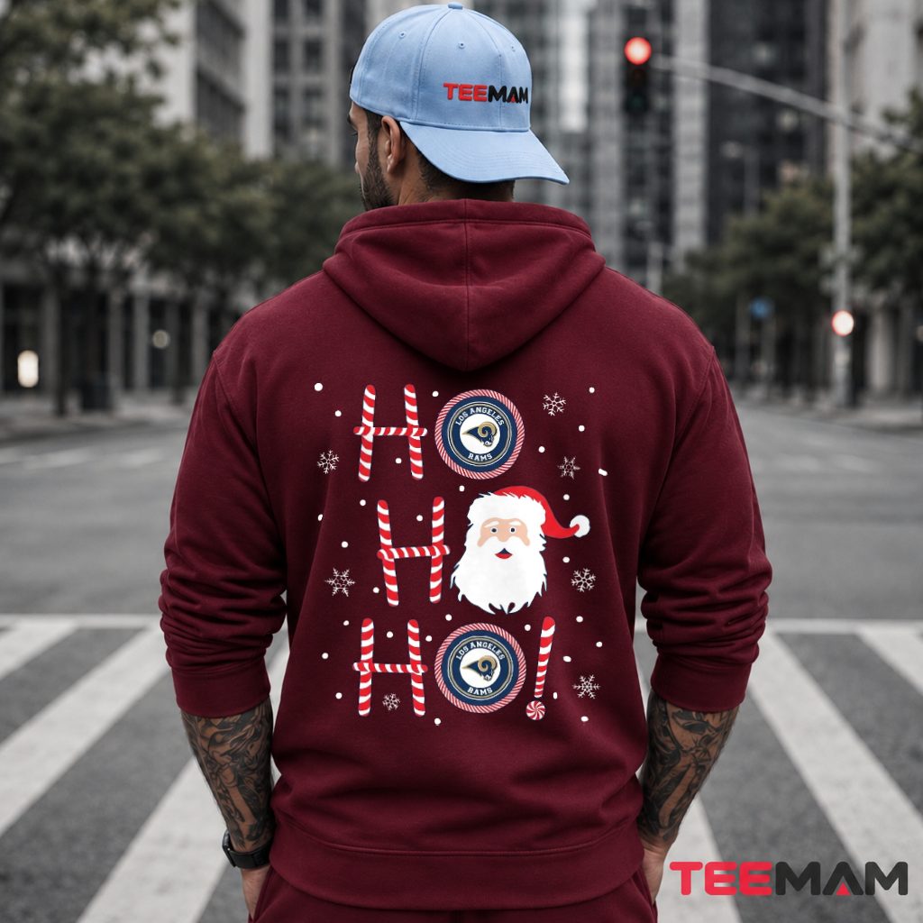 Santa Ho Ho Ho Los Angeles Rams Christmas Candy Cane Hoodie Santa Ho Ho Ho Los Angeles Rams Christmas Candy Cane Hoodie