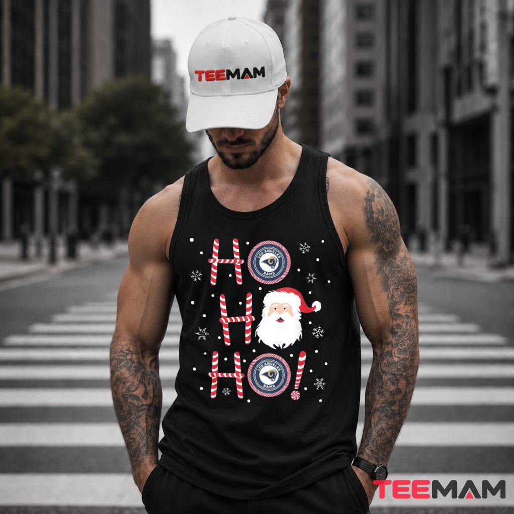 Santa Ho Ho Ho Los Angeles Rams Christmas Candy Cane Tank Top Santa Ho Ho Ho Los Angeles Rams Christmas Candy Cane Tank Top
