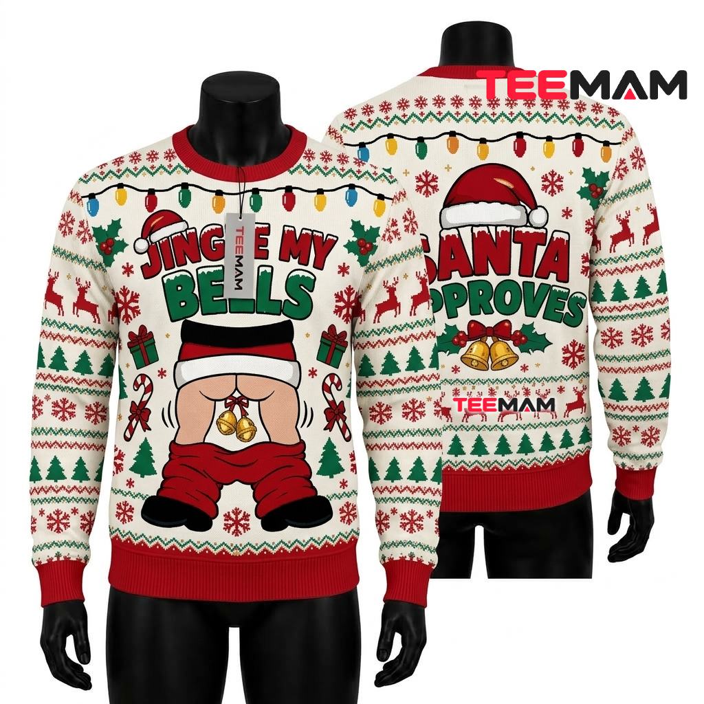 Santa Jingle My Bells Ugly Christmas Sweater Funny Butt Design Front