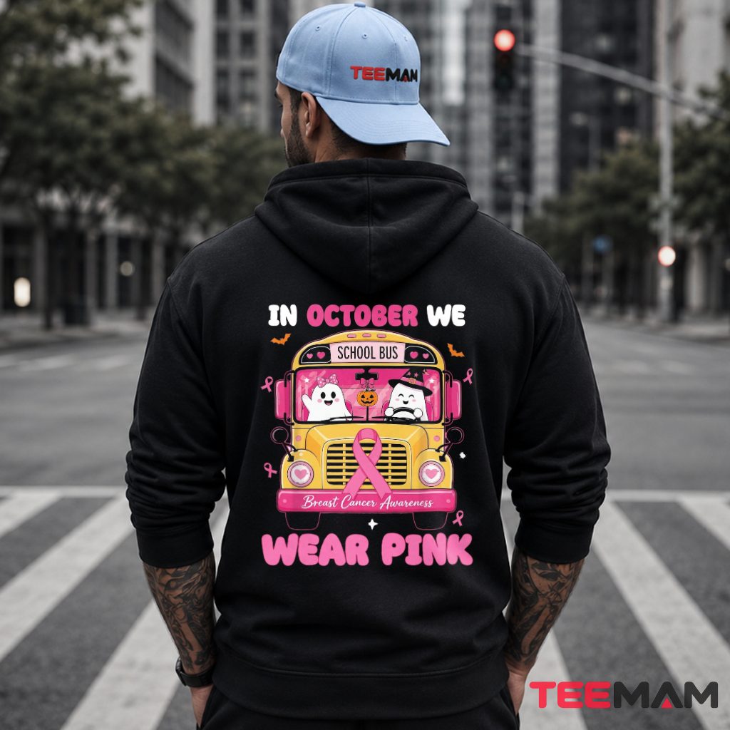 School Bus Ghosts Pumpkin October Pink Hoodie School Bus Ghosts Pumpkin October Pink Hoodie