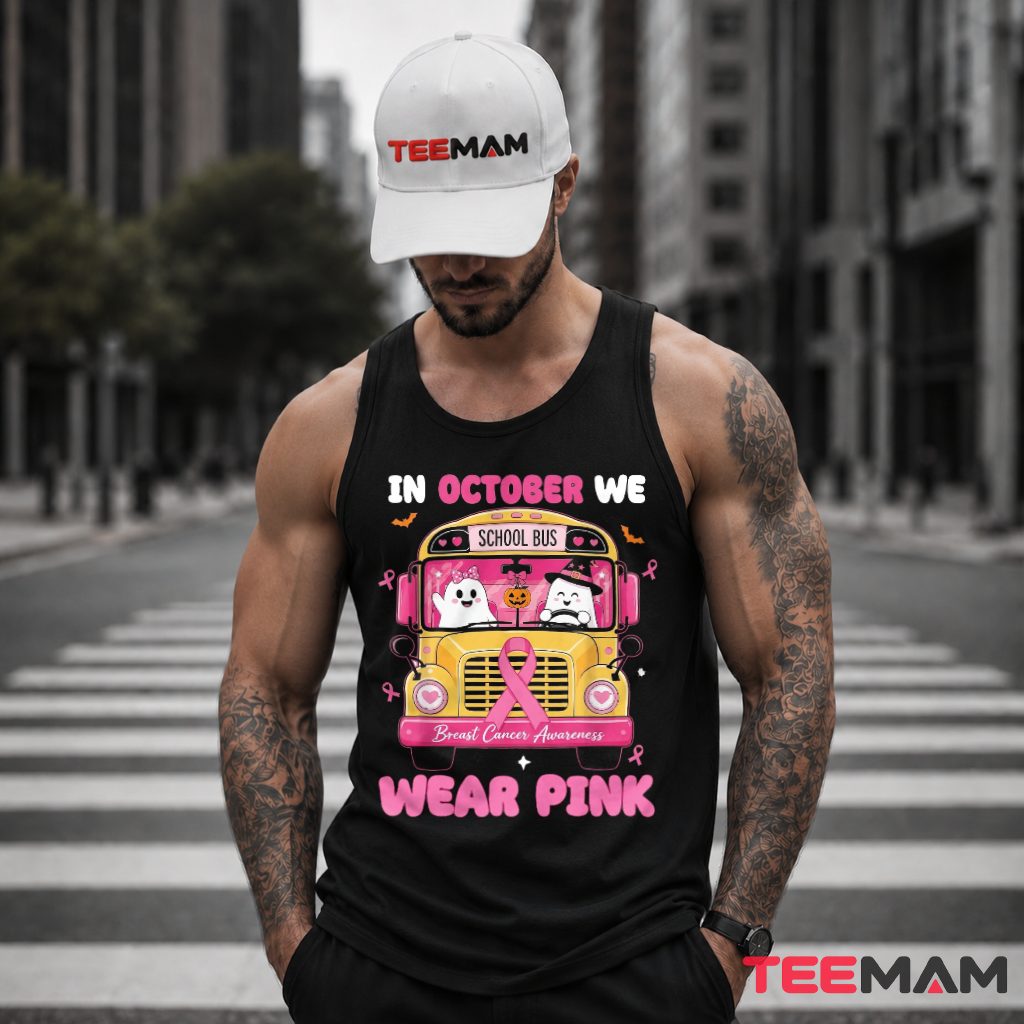 School Bus Ghosts Pumpkin October Pink Tank Top School Bus Ghosts Pumpkin October Pink Tank Top