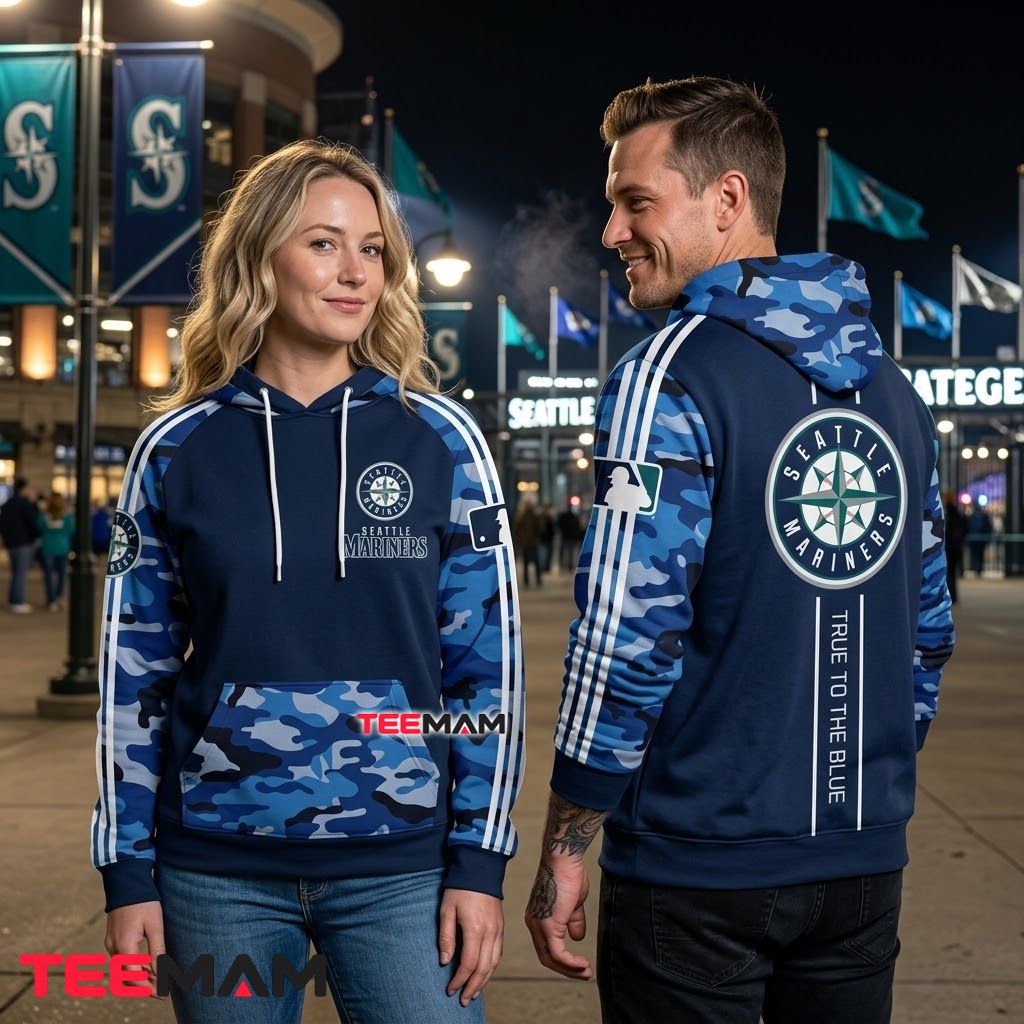 Seattle Mariners 3D Hoodie Blue Camo True To The Blue Back Seattle Mariners 3D Hoodie Blue Camo True To The Blue Back