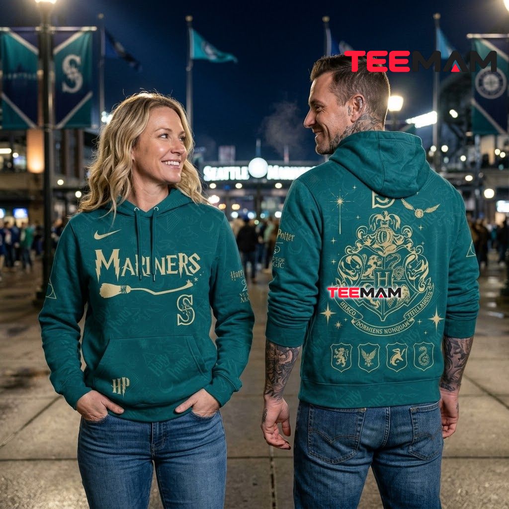 Seattle Mariners 3D Hoodie Hogwarts Crest Broom Magic Back Seattle Mariners 3D Hoodie Hogwarts Crest Broom Magic Back