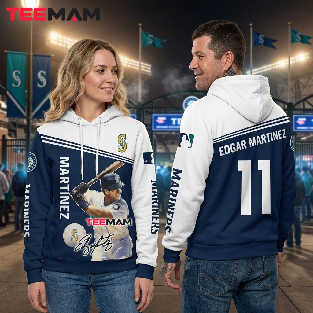 Seattle Mariners 3D Hoodie Number 11 Edgar Martinez Back Seattle Mariners 3D Hoodie Number 11 Edgar Martinez Back